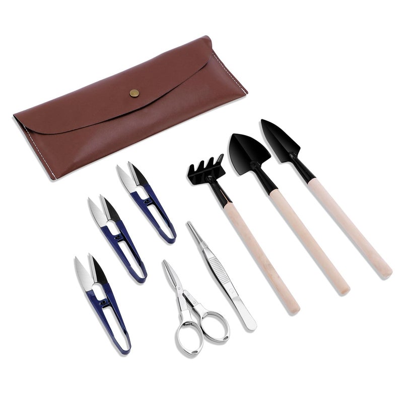 ZELARMAN Bonsai Set 8 Pcs - Include Pruner, Fold Scissors, Mini Rake, Bud & Leaf Trimmer Set by ZELARMAN - Image 1
